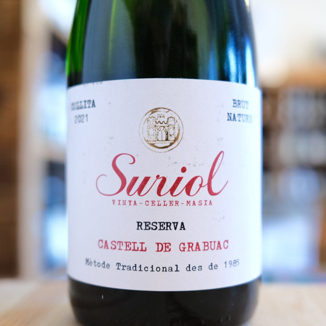 Etichetta Suriol Brut Nature 2021 Castell de Grabuac Cava Reserva Penedès wine label