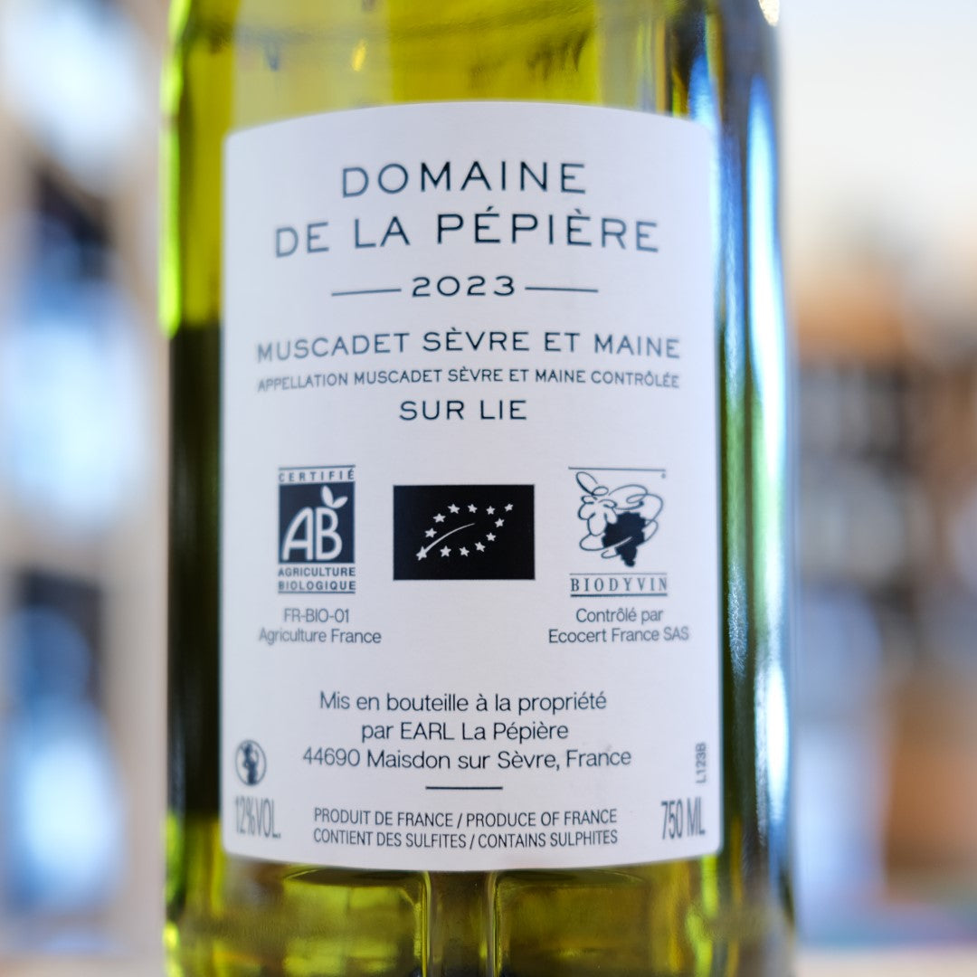 Retroetichetta Muscadet Sèvre et Maine sur lie 2023 Domaine de la Pépière Loire back label