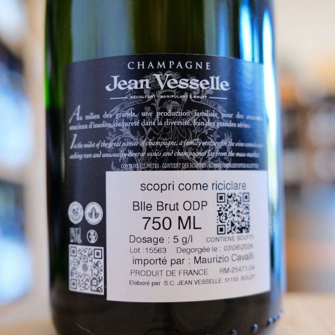 Controetichetta Champagne Brut Oeil de Perdrix Jean Vesselle, sboccatura 3 giugno 2026