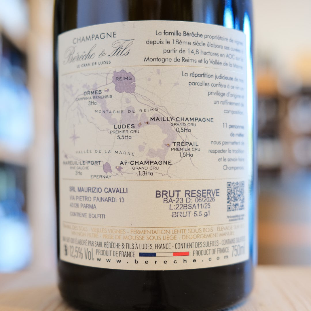 Champagne Brut Réserve Bérèche et Fils - controetichetta