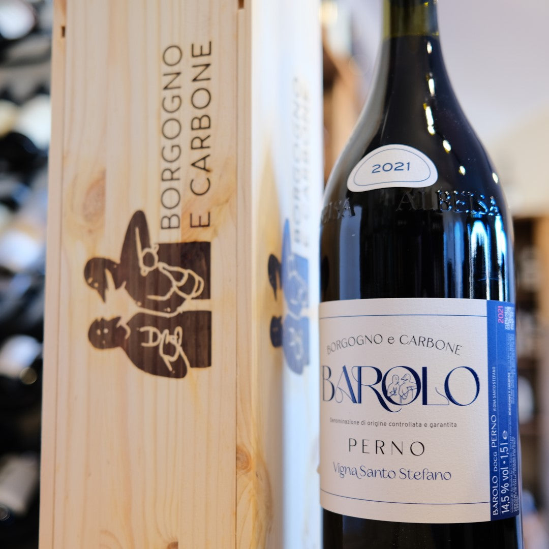 Barolo Perno Vigna Santo Stefano 2021 Borgogno e Carbone Magnum 1.5L etichetta bottiglia