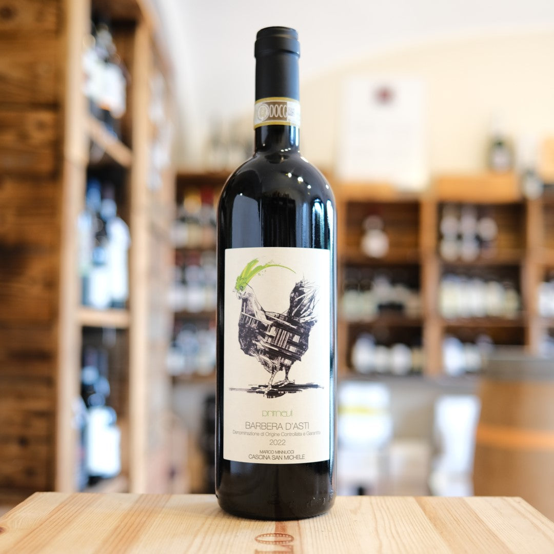 Bottiglia Barbera d’Asti Primevì 2022 Cascina San Michele Costigliole d’Asti Piemonte red wine bottle