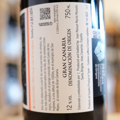 Lomo de Los Ingleses 2023 Bodega Lava retro etichetta | back label wine details Spain