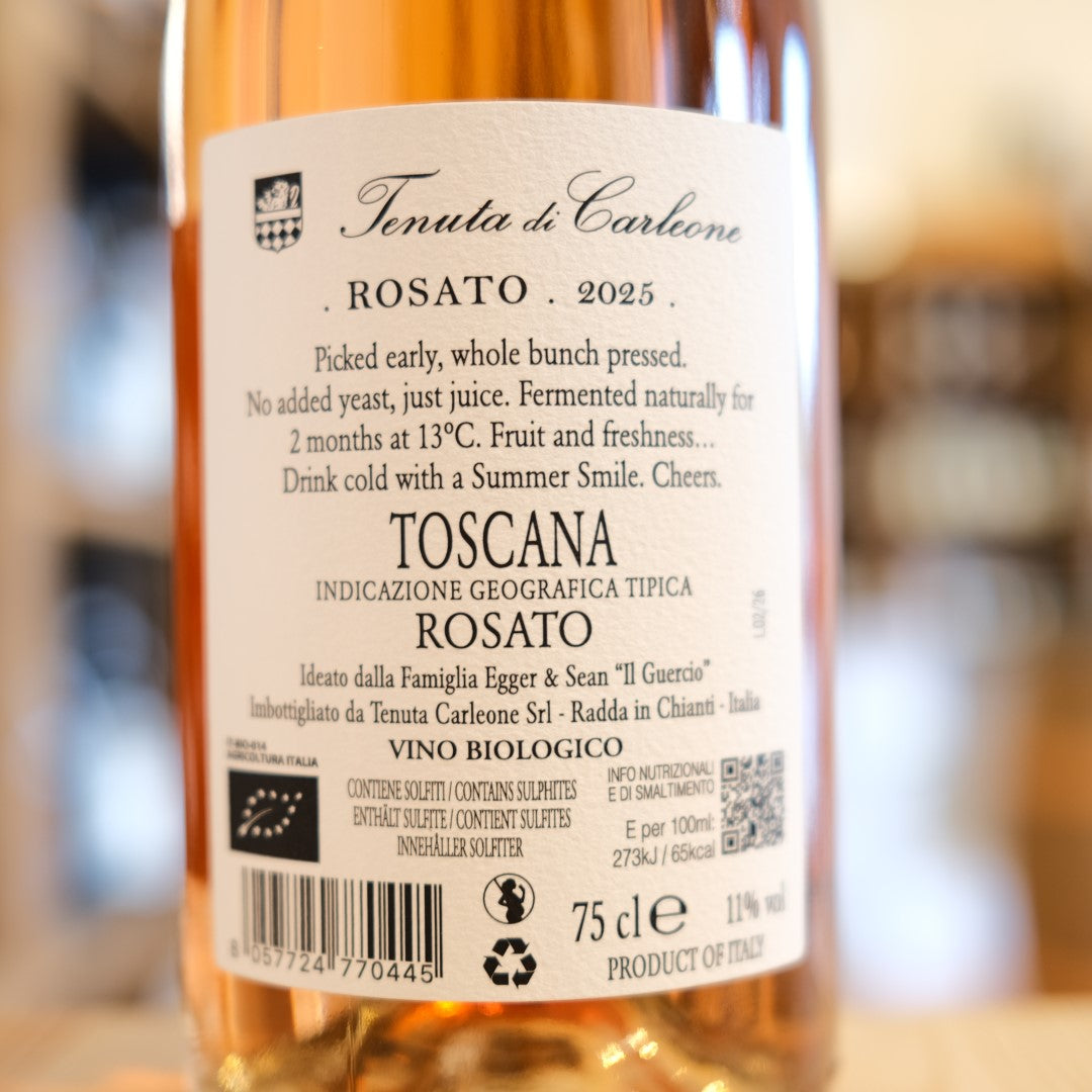 Vino Rosato 2025 Tenuta di Carleone retro etichetta | back label rosato wine details Italy
