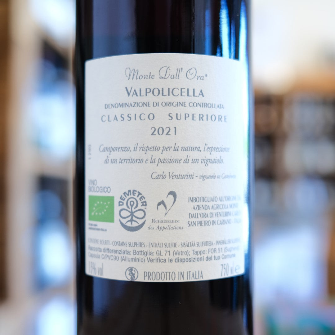 Retroetichetta Camporenzo 2021 Monte dall’Ora Valpolicella Classico Superiore back label