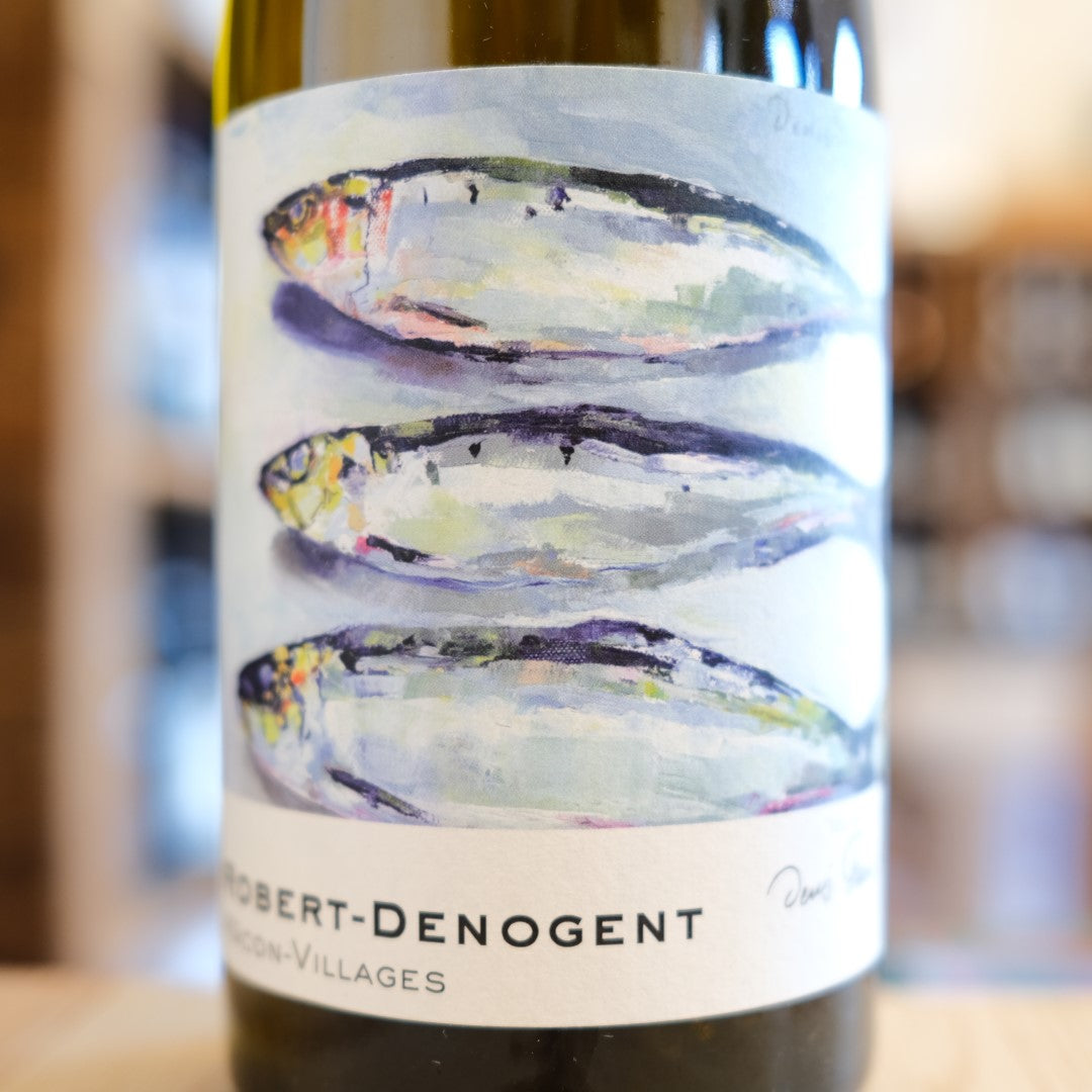 Etichetta Mâcon-Villages Les Sardines 2024 Robert-Denogent Chardonnay Burgundy wine label