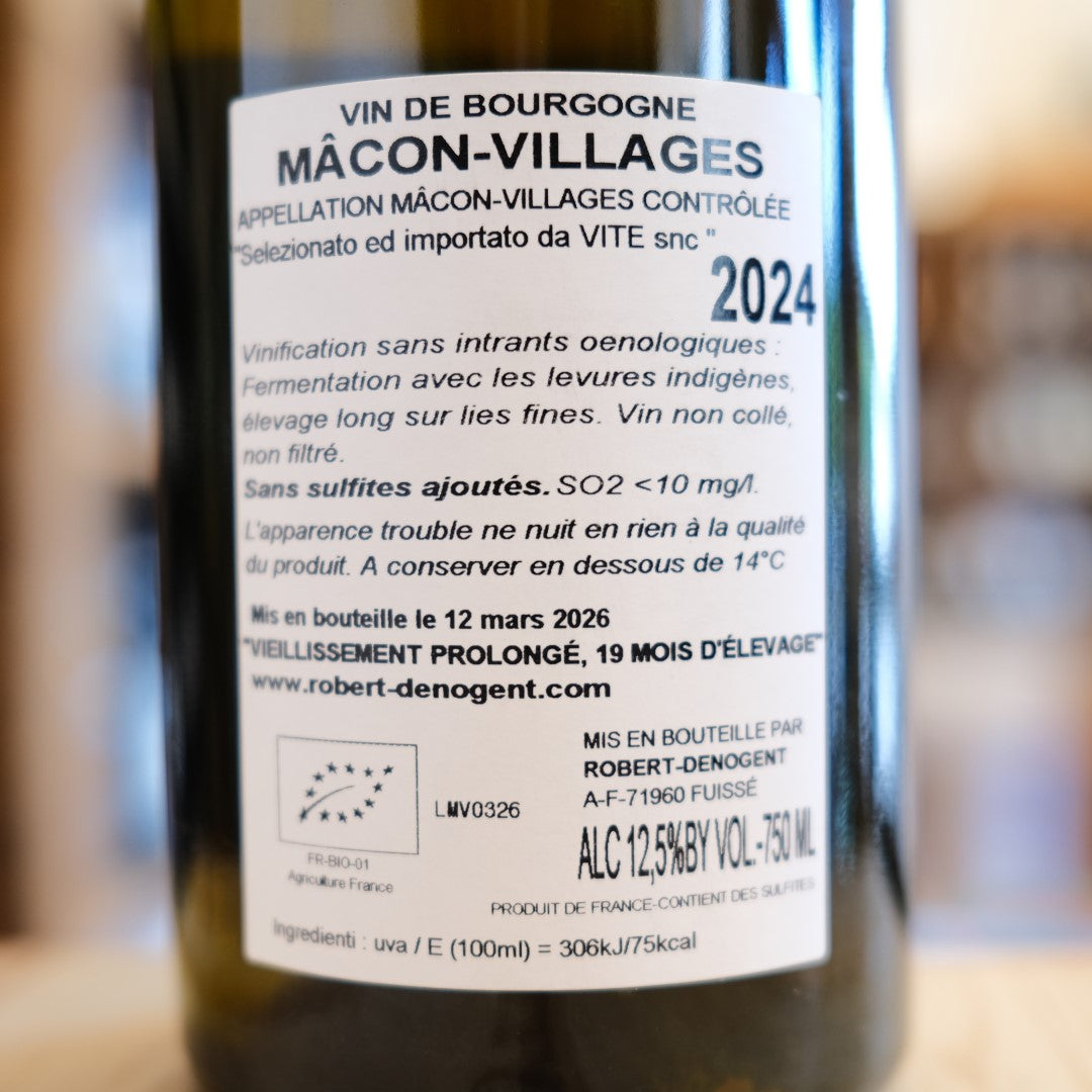 Retroetichetta Mâcon-Villages Les Sardines 2024 Robert-Denogent Mâconnais Bourgogne back label