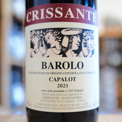Etichetta Barolo Capalot 2021 Crissante Alessandria Nebbiolo La Morra wine label