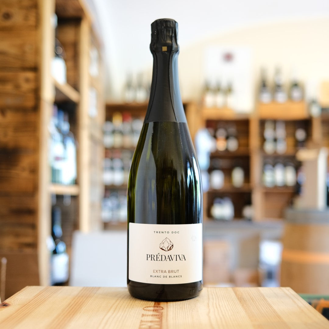 Bottiglia Trento DOC Blanc de Blancs Extra Brut Prédaviva Val di Cembra sparkling wine