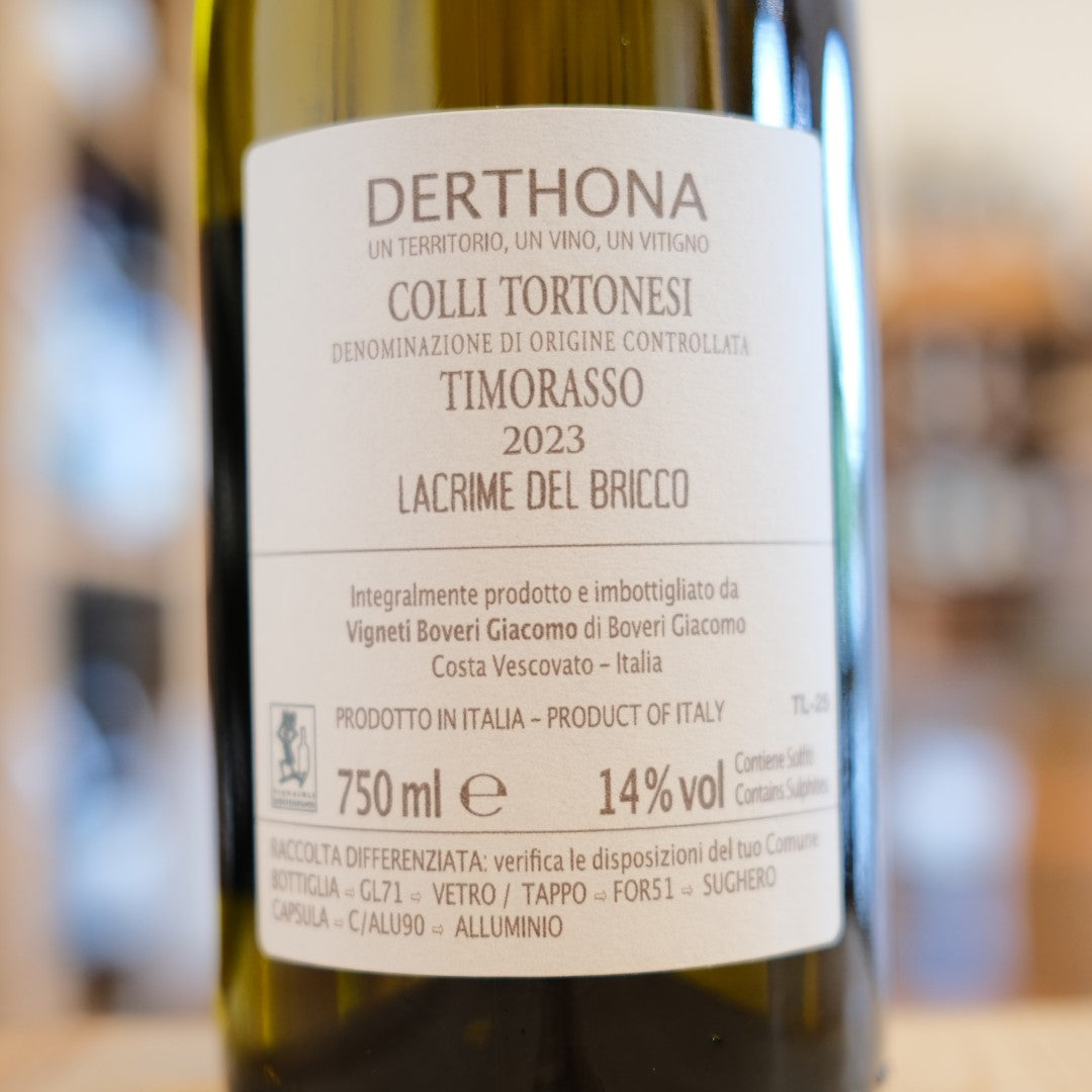 Retroetichetta Derthona Lacrime del Bricco 2023 Giacomo Boveri Piemonte