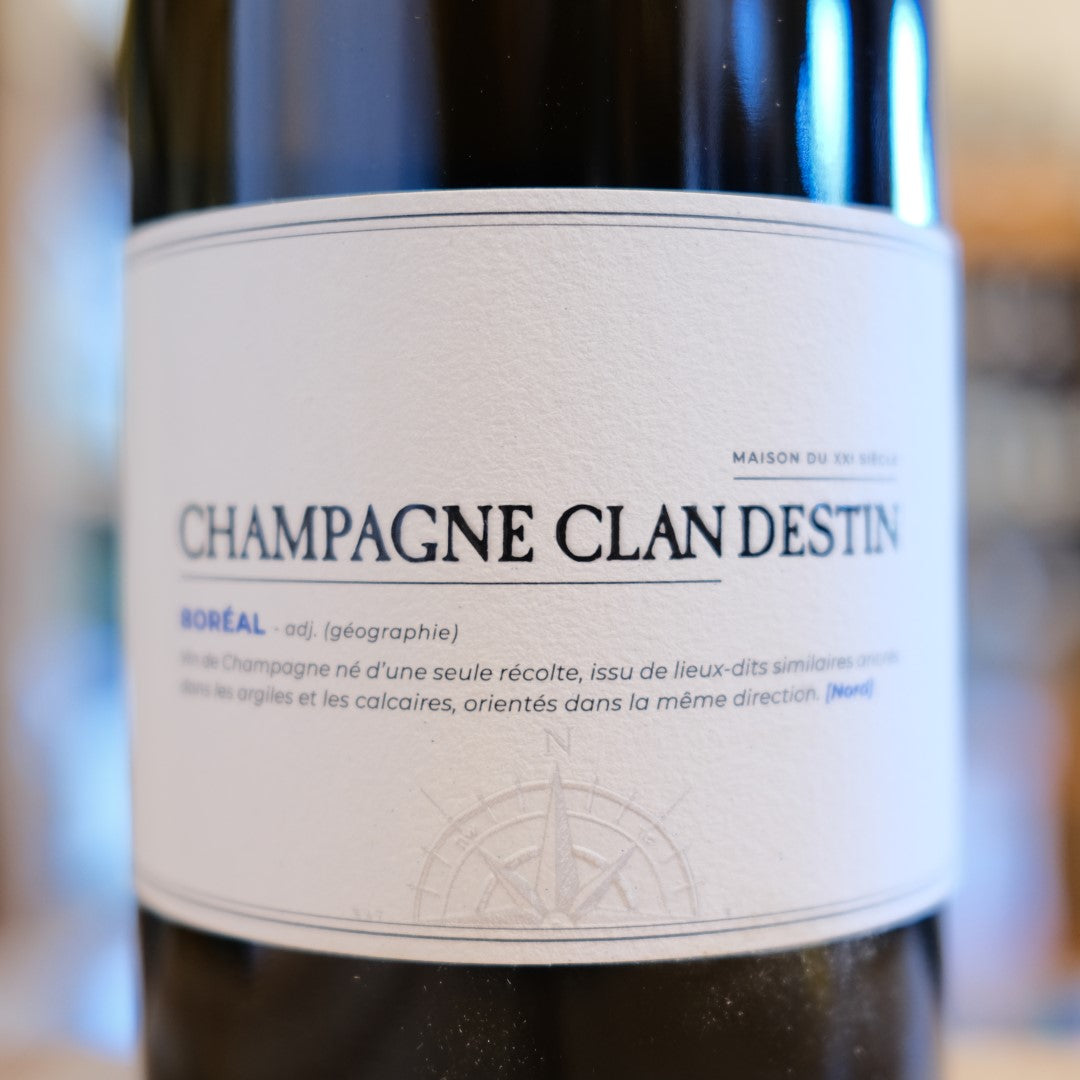Etichetta Champagne Boréal 2022 Clandestin Benoît Doussot Brut Nature