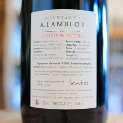 Retroetichetta Champagne Intuition Nature 2023 Alexandre Lamblot back label