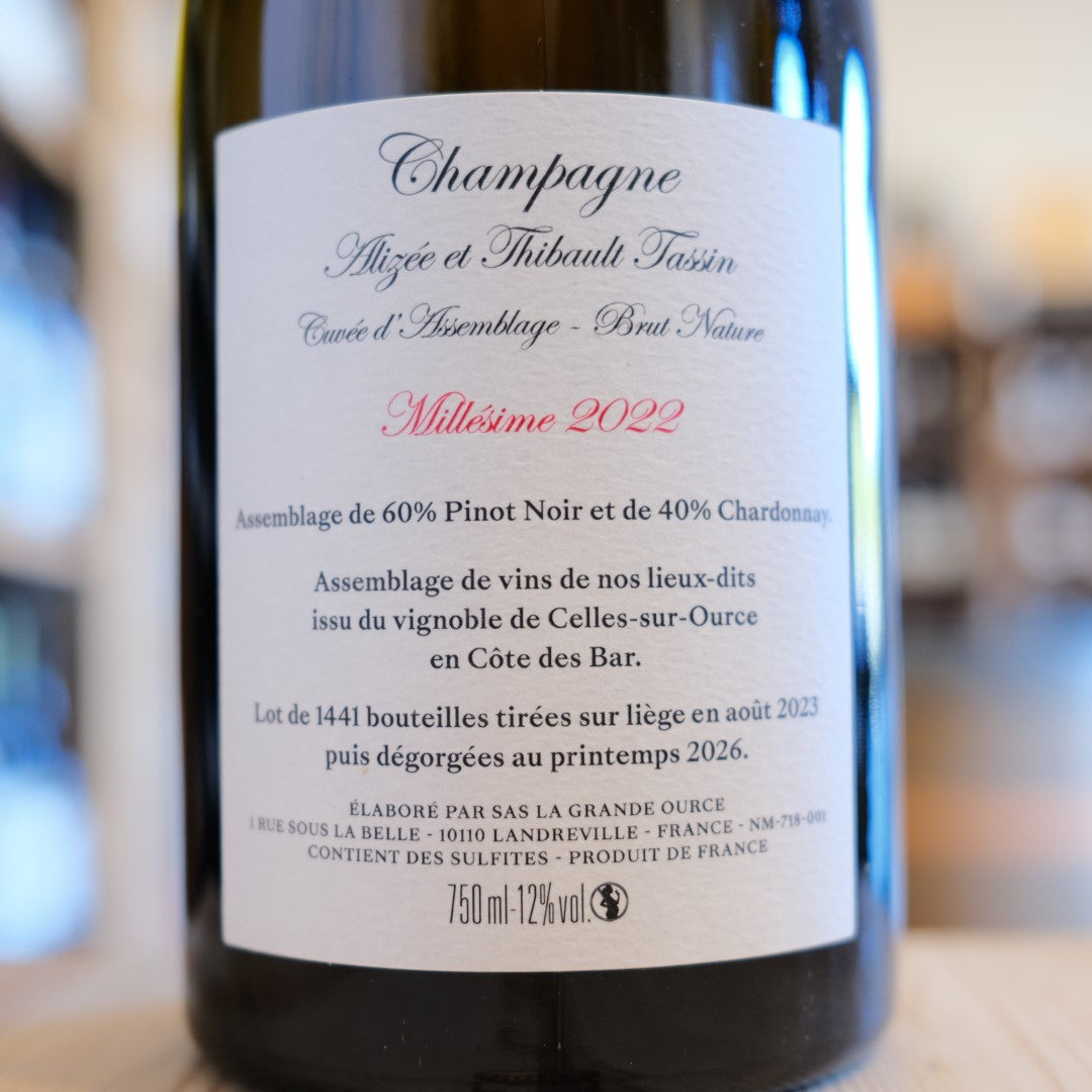 Retroetichetta Champagne Les Belles Pièces 2022 Brut Nature Alizée et Thibault Tassin