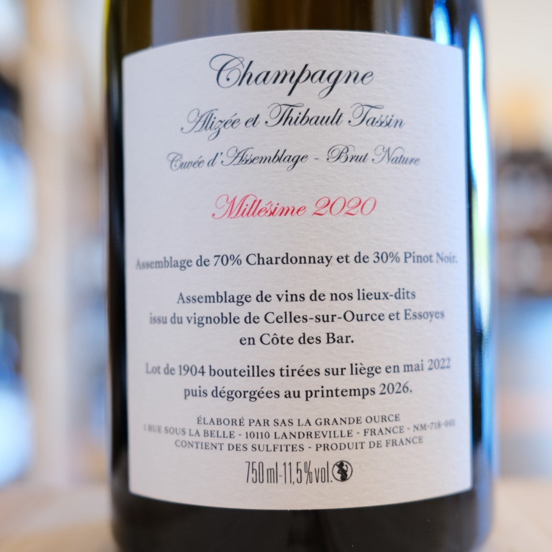 Retroetichetta Champagne Les Longs Elevages 2020 Brut Nature Alizée et Thibault Tassin