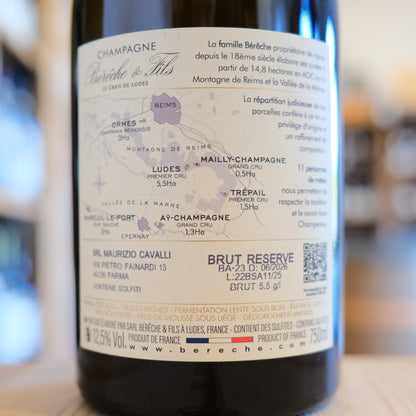 Champagne Brut Réserve Bérèche et Fils - controetichetta