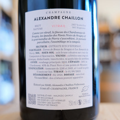 Retroetichetta Champagne Vitrail Brut Nature 2022 Alexandre Chaillon